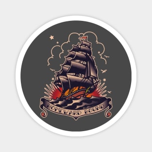 Traditional Tattoo Ship and sunset Homeward Bound Magnet